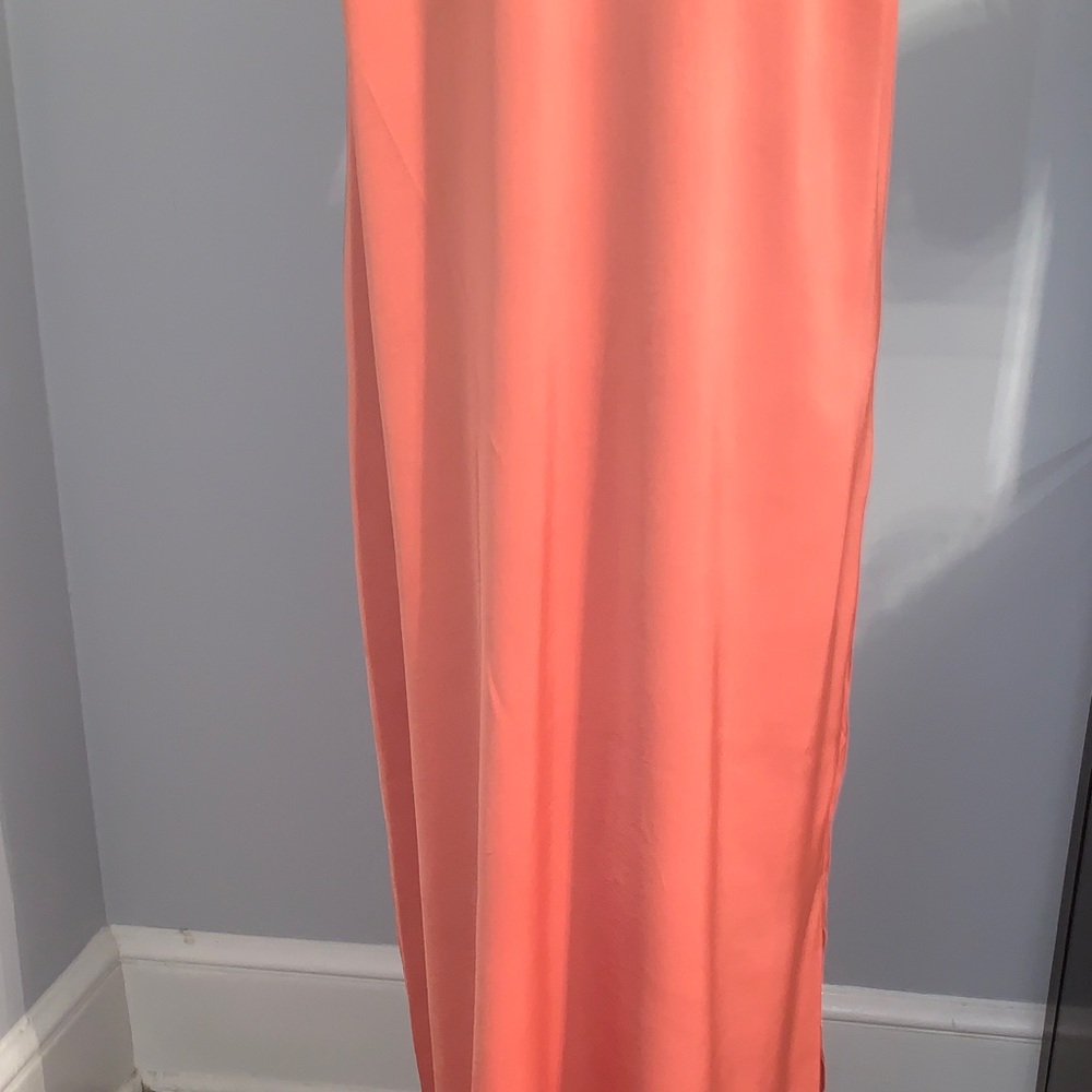 NEW- Chic Coral Maxi Dress With Slit Up One Side - Picture 5 of 9
